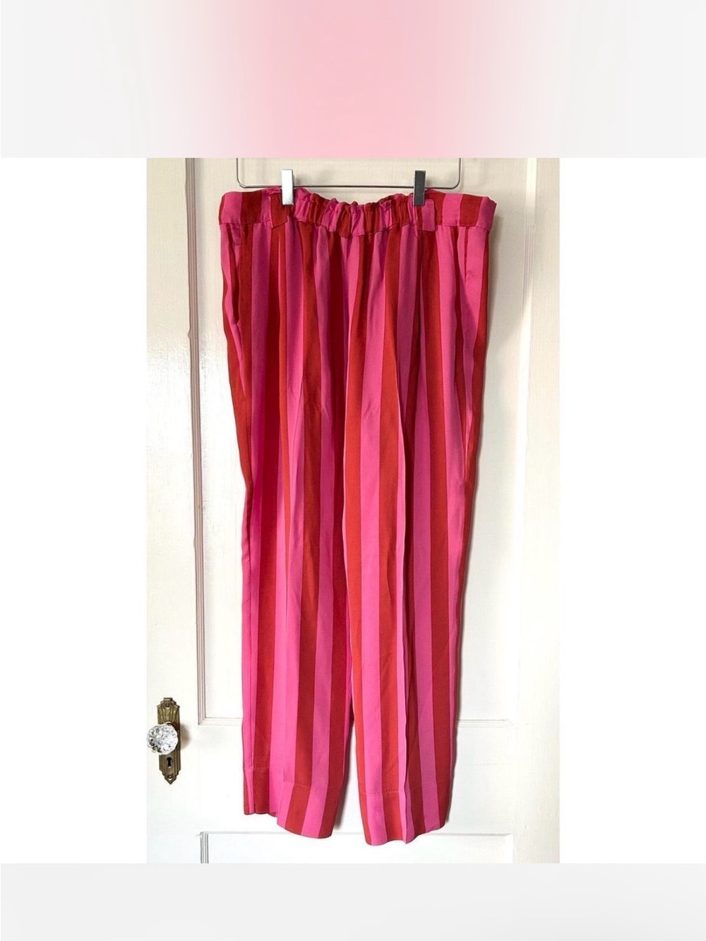 STINE GOYA Pink and Red Striped Wide-Leg Pants